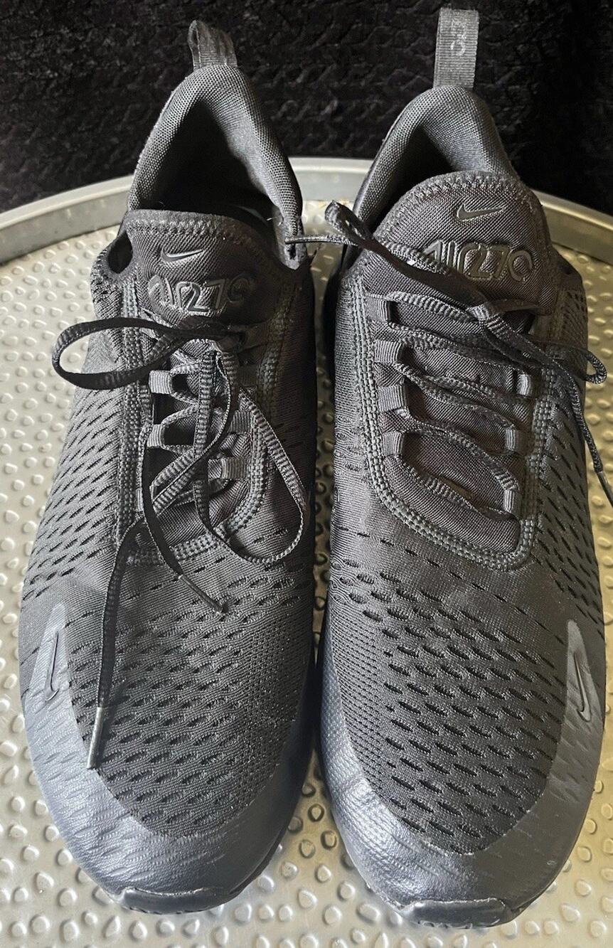 Men's Nike Air 270 Triple Black Athletic Sneaker Size 14